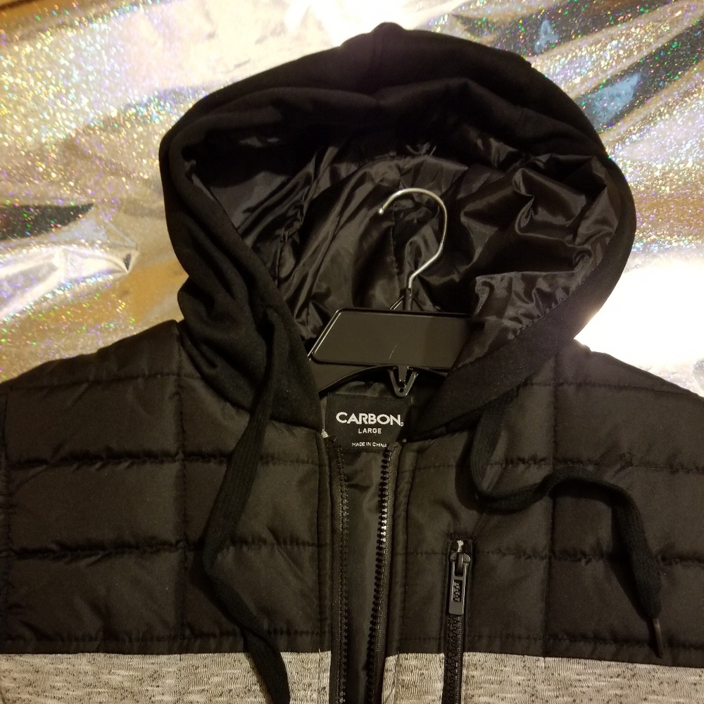 Carbon sleeveless zip-up hoodie